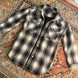 F21 Black & Brown Plaid Coat